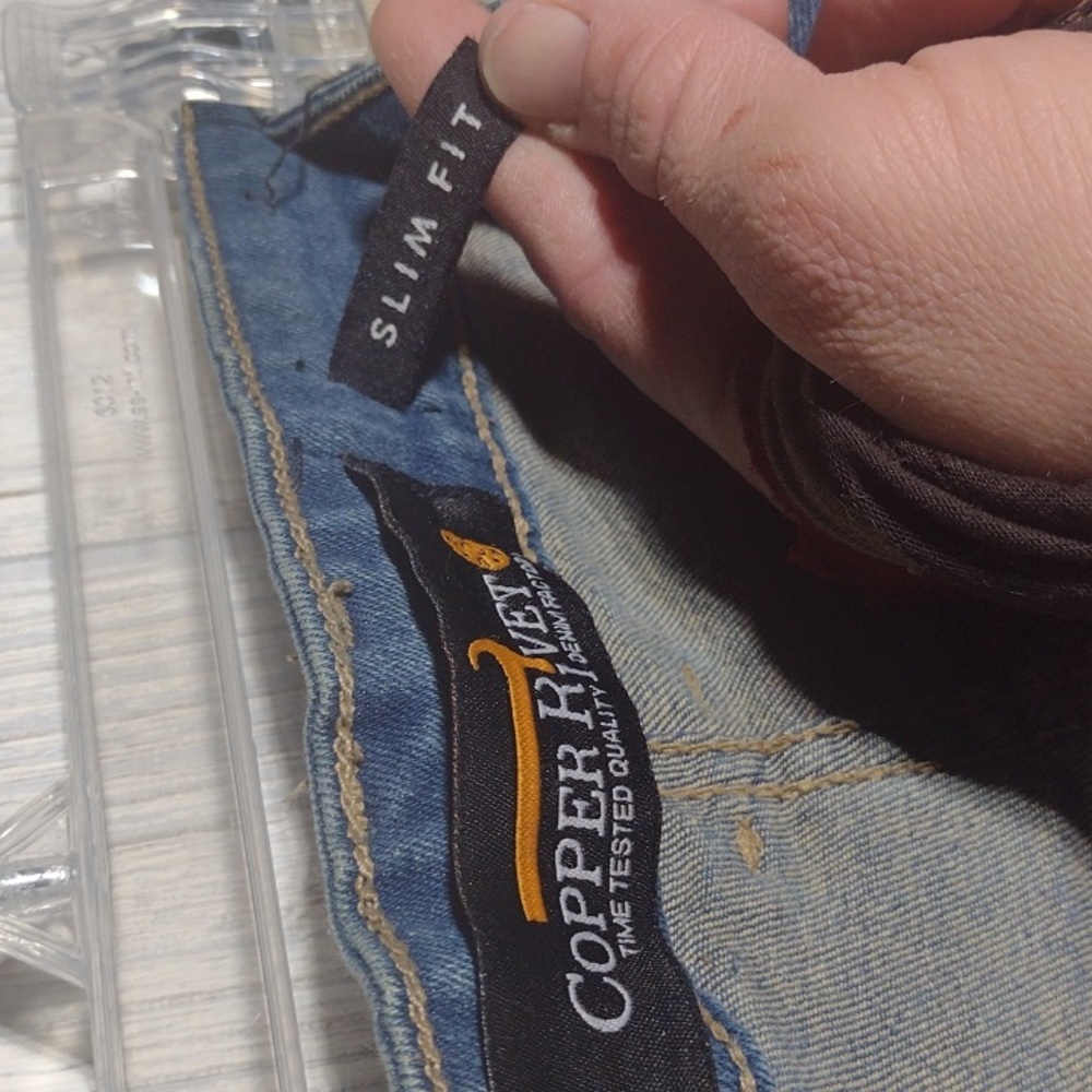 Distressed Copper Rivet Skinny Jeans - Picture 14 of 16